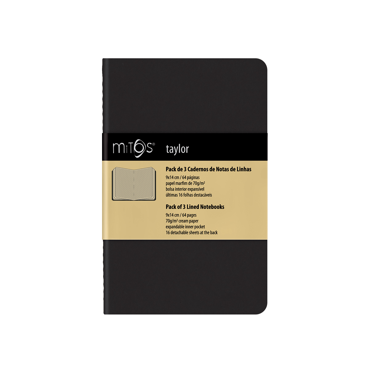 MITOS® TAYLOR-Pack3 Cadernos Notas Linhas(9x14cm)64pag